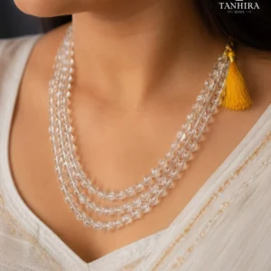 White Crystal Quartz Mala(108 dana) By Tanhira Gems